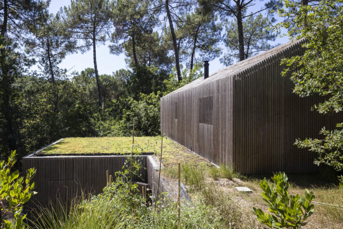 Photographie de Villa d'architecte avec bardage bois à Biscarosse