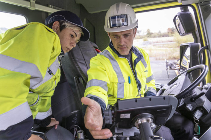 L'intérieur du camion chasse neige